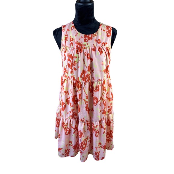 Chelsea28 Dresses & Skirts - Chelsea28 Pink Floral Tiered Mini Dress Sleeveless‎ Babydoll XS